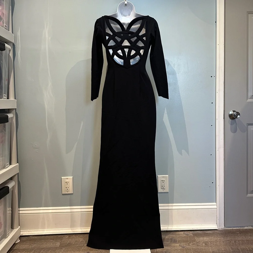 Chiara Boni La Petite Robe Tegan Black Backless Gown XS FLAWED
